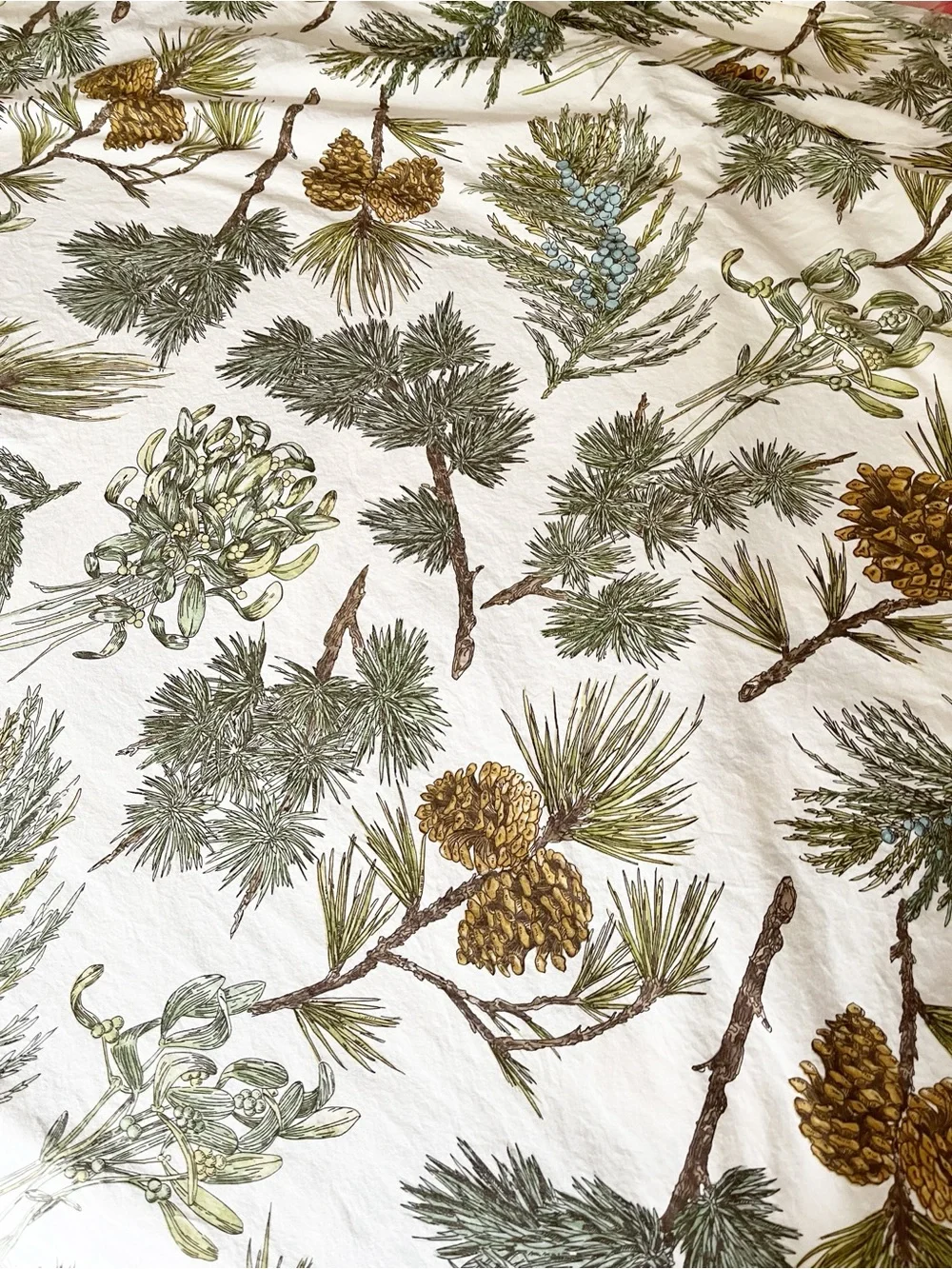 Pottery Barn Queen branches/pinecones/berries print duvet cover